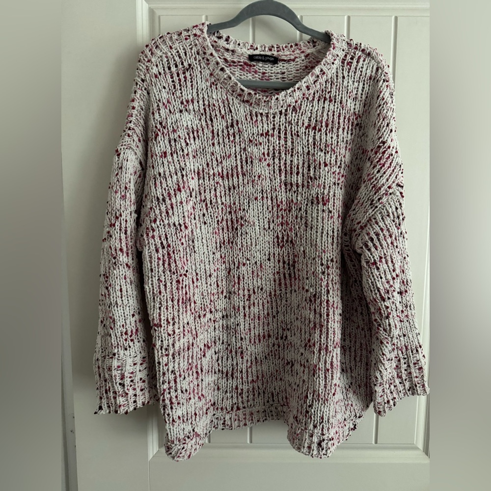 Cable & Gauge Red and White Knit Sweater